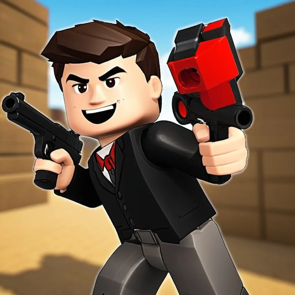 Prompt: Playing Roblox gunfight arena

