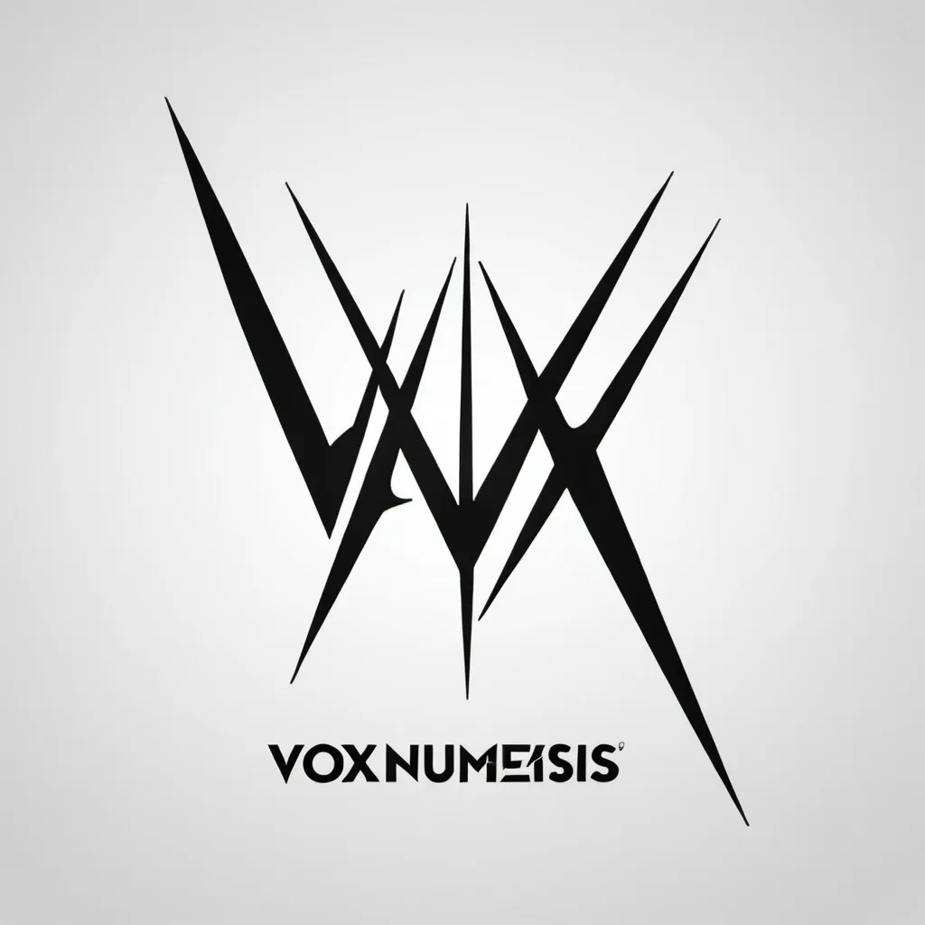 Prompt: Logo that says: Vox Numenis, A New Kind Of Vocal Group, sharp, sound wave, black on white 