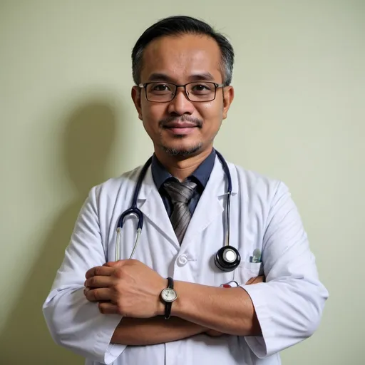 Prompt: malay doctor with hand cross
