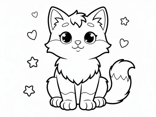 Prompt: Cute cat coloring page