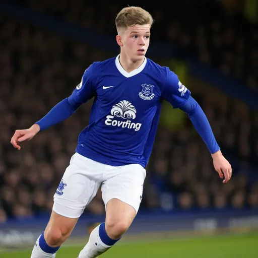 Prompt: Everton's 18-year-old white forward