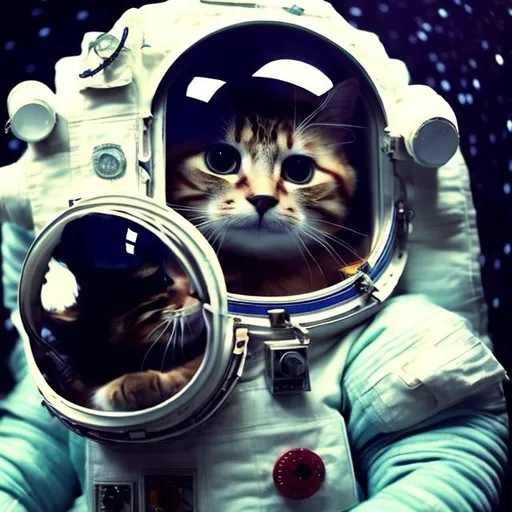Prompt: a cat in astronaut suit in space 
