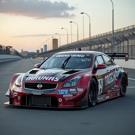 Prompt: A 2006 Nissan Maxima gp3 race car 