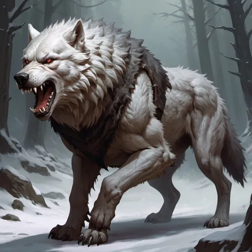 Prompt: Big, Scary, Dire Wolf, DnD, 5e, Detailed Features