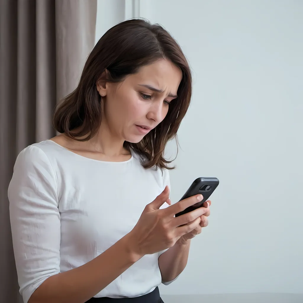 Prompt: A woman seeing a text