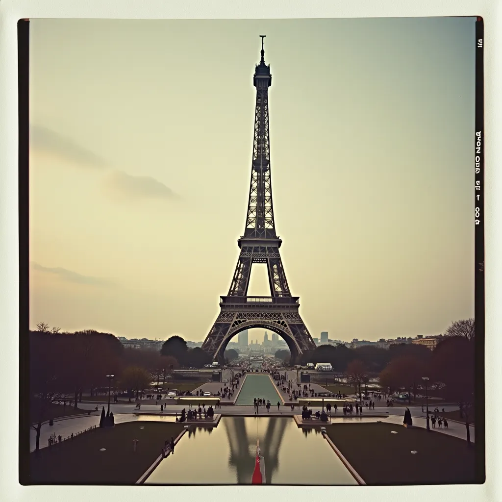 Prompt: Polaroid FujiFilm instant photo quality,  pulverize the eiffel towers