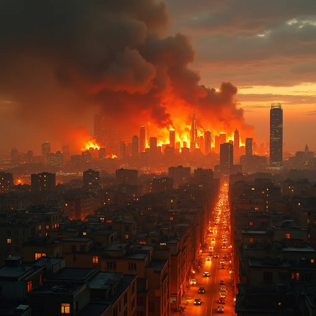 Prompt: the city's burning, it's not my burden