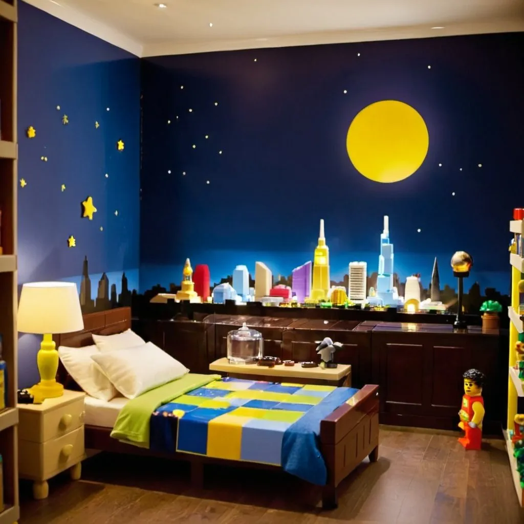 Prompt: night skyline for kids bedroom
