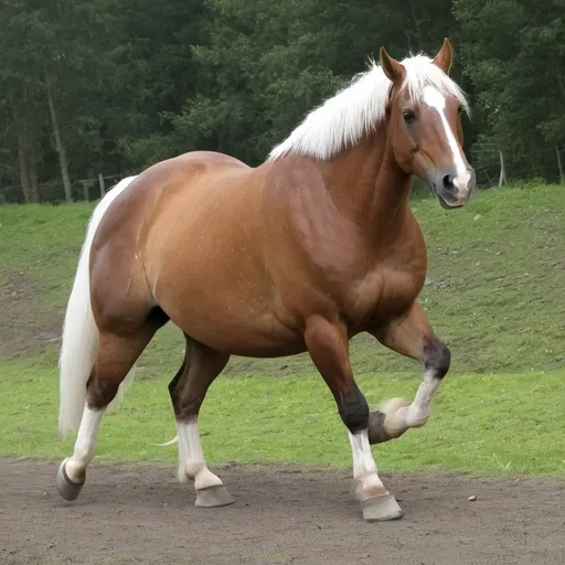 Prompt: Course thick fat chubby horse