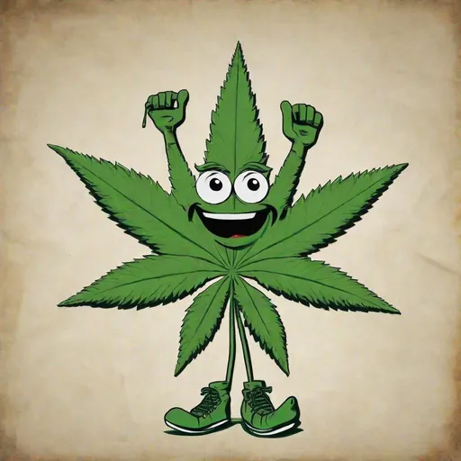 Prompt: weed leaf with arms legs eyes mouth holding a sign that says (ohio420)