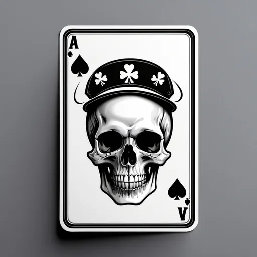 Prompt: A playing card ace with a skull on it on