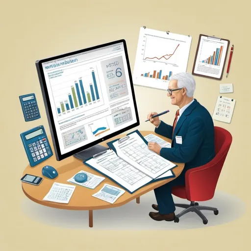 Prompt: create an illustration for actuarial calculation for retirement business