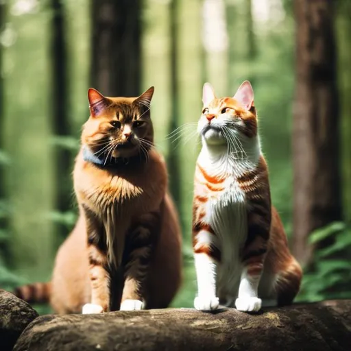 Prompt: cat with dog in forest
