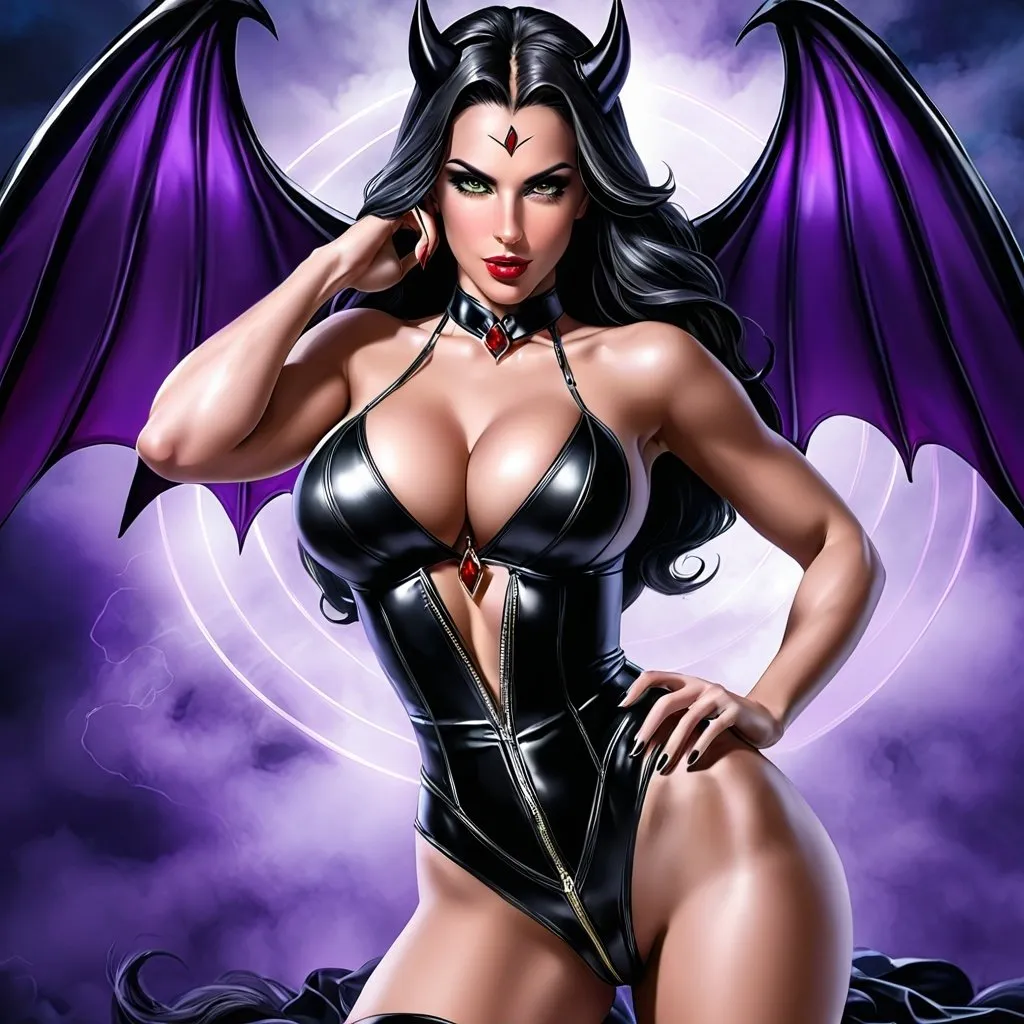 Prompt: Jessica lowndes evil  bimbo hypnotic succubus  domme muscular