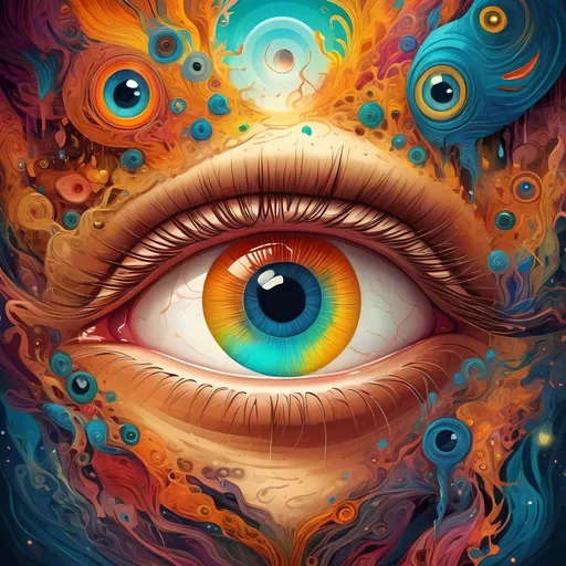 Prompt: Conceptual digital illustration of truth, vibrant colors, surreal background, detailed and expressive eyes, high-quality, surrealism, symbolic, meaningful, vivid tones, dreamlike lighting, intricate details, visually captivating, emotional depth