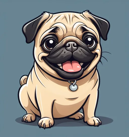 Prompt: cartoon pug smiling