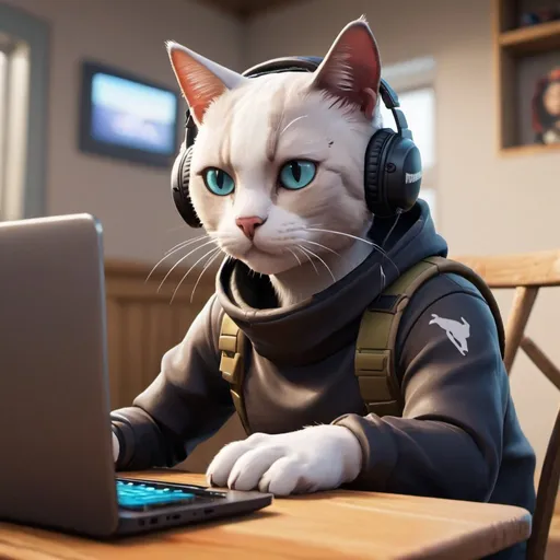 Prompt: e.g, cat playing fortnite
