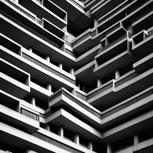 Prompt: Brutalist architecture pattern, black and white, more shadows than light, repetitive, detailed and specific