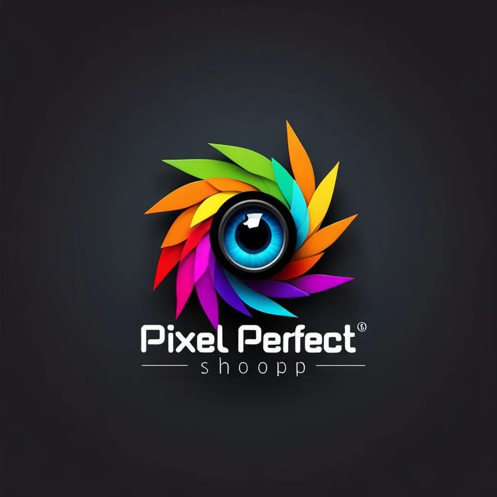 Prompt: a 2400 by 600 eye catching logo for a digital images shop called pixelperfect