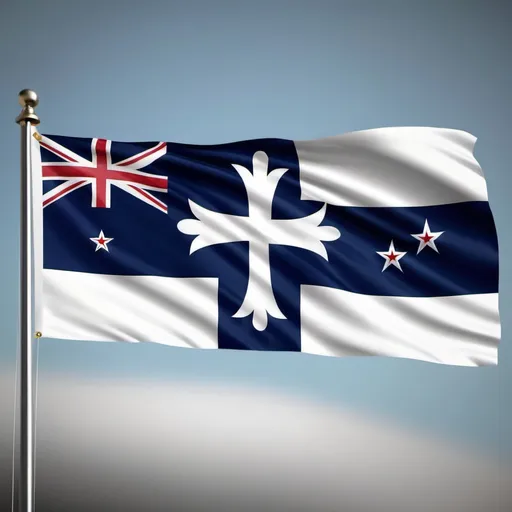 Prompt: redesign New Zealand National flag, using holy cross, Southern Cross