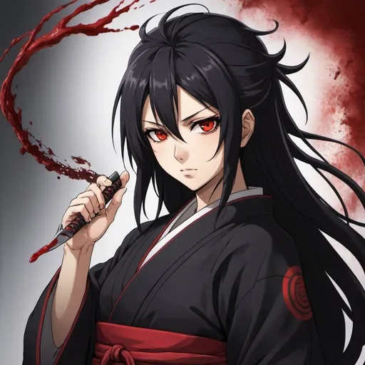 Prompt: Name: Kuroshi and Akane Tsukiyo

Ages: Kuroshi (20), Akane (18)

Appearance:

Kuroshi: Tall and lean with short, jet-black hair and intense red eyes that reflect his mastery of Blood Breathing. He wears a dark haori with red accents, symbolizing blood.
Akane: Slightly shorter than her brother, with long, flowing black hair and matching red eyes. Her haori is similar to Kuroshi’s but has more intricate red patterns that resemble flowing blood.
Background:
Kuroshi and Akane were born into a family of skilled swordsmen. They discovered their unique ability to manipulate blood after a traumatic encounter with demons that left them orphaned. Trained by a former Demon Slayer who recognized their potential, they developed Blood Breathing to avenge their family and protect others from the same fate.

Personality:

Kuroshi: Stoic and strategic, Kuroshi is the more reserved of the two, often thinking several steps ahead in battle. His calm demeanor hides a fierce determination to eradicate demons.
Akane: Passionate and impulsive, Akane balances her brother’s stoicism with her fiery spirit. She fights with a relentless intensity, driven by the memory of their lost family.Siblings Bond: Kuroshi and Akane have a strong sibling bond, complementing each other’s strengths and covering for each other’s weaknesses in battle. Their combined efforts make them a formidable duo.
Interactions with Other Demon Slayers: They are respected and somewhat feared by their peers due to the powerful and gruesome nature of their Blood Breathing techniques. Despite this, they have close friends among the Demon Slayers who appreciate their dedication and bravery.