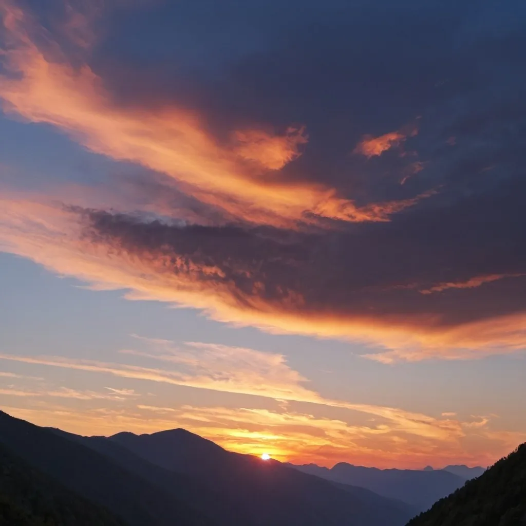 Prompt: Sky sunset cloud in mountains 