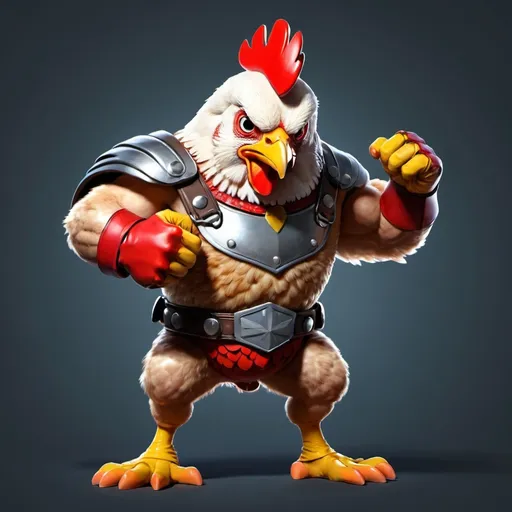 Prompt: chicken strong angry  hero 
