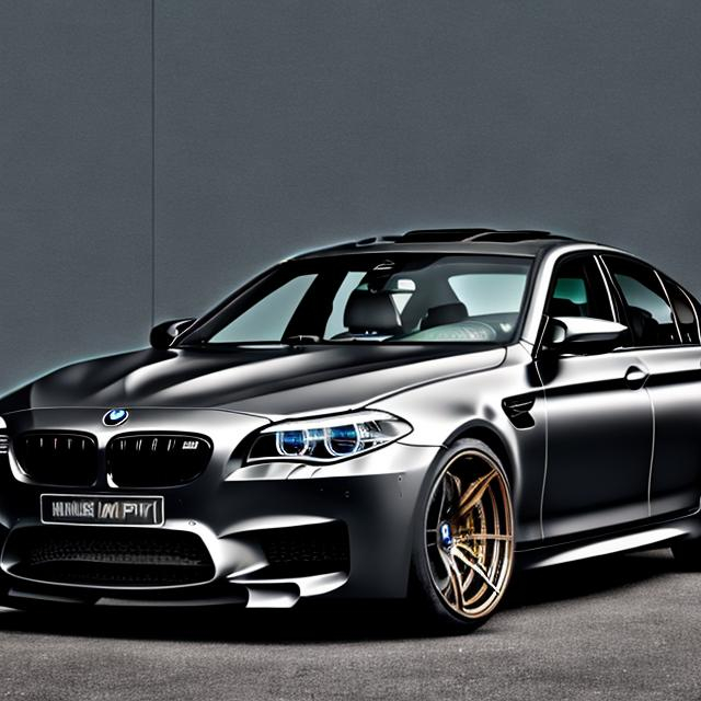 Prompt: bmw m5 f10 sophisto metallic grey color black wheels scy-fi background