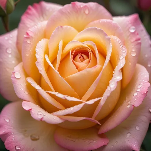 Prompt:  Each petal of the rose is a masterpiece of nature, soft and velvety to the touch, with intricate patterns and subtle gradients of color that invite closer inspection.