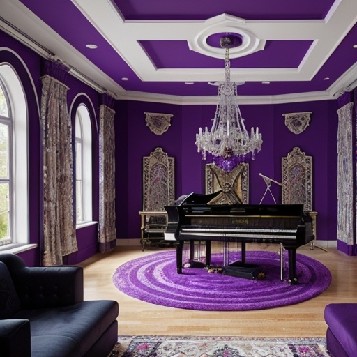 Prompt: maximalist purple music mansion



