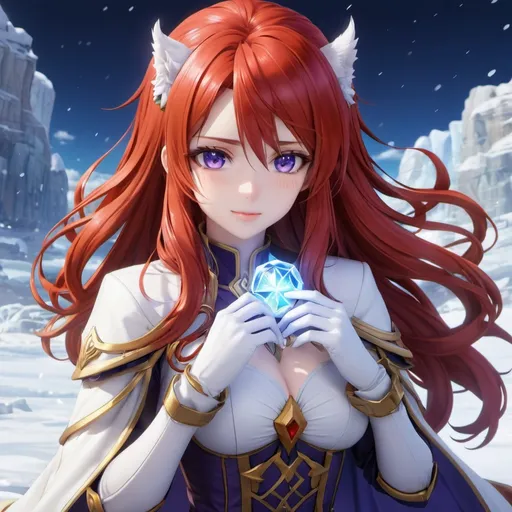 Prompt: Red_Hair, Cold Freezer, SSR Rarity, Hero Match 7 Girl, Large Py-9, Perfect Ring Functionality, Art Anime, {Enter}