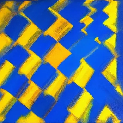 Prompt: Blue Swift, Yellow Beams, Abstract Painting by Max Igig