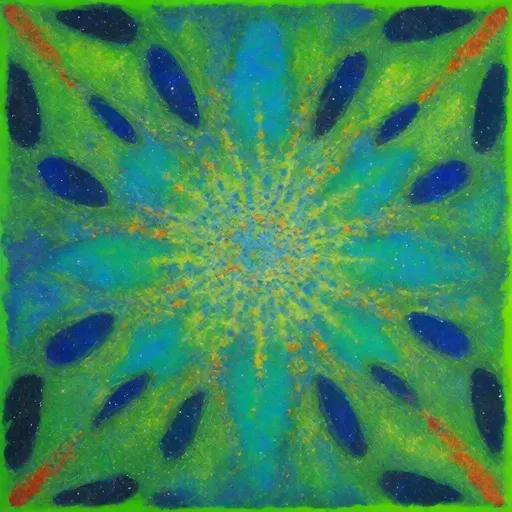 Prompt: Blue Speckled Space, Bright_Green Center, Original from Gary Sinuel