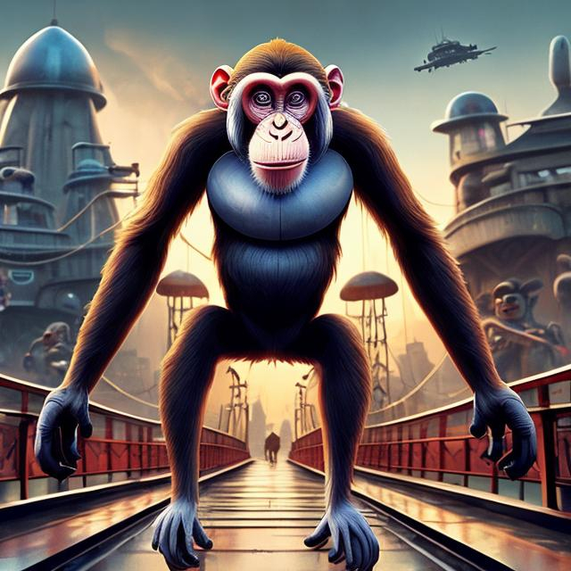 Prompt: Monkey Wobbly Bridge Isotopic Picture, Radio-Octane Art Station Renegade Forces