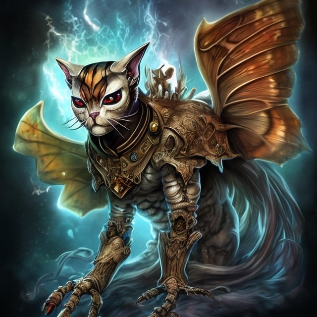 Prompt: Sick Morpho Cat, Skeleton, Disturbing Exalted