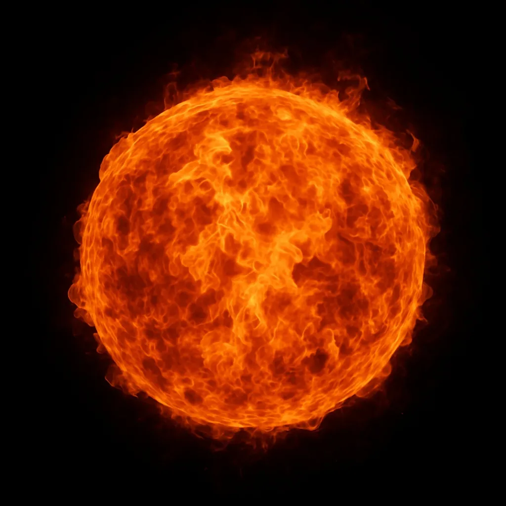 Prompt: large ball of fire, black background