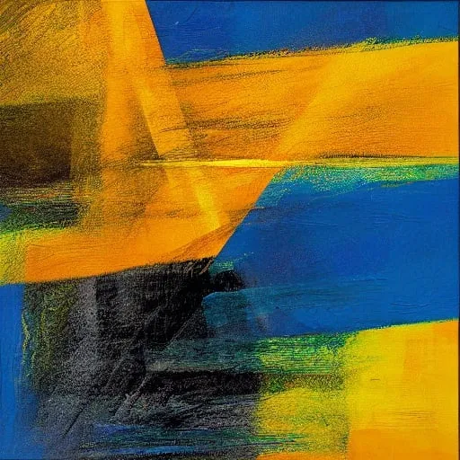 Prompt: Blue Swift, Yellow Beams, Abstract Painting by Max Igig