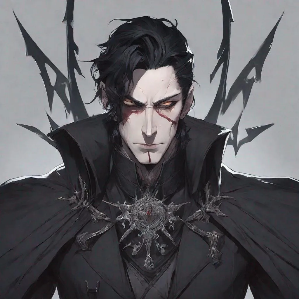 Prompt: Black_Hair, Hollow Grey Eyes, Vampire Pastor, Latin Descender, Unholy Warlock of Cheese