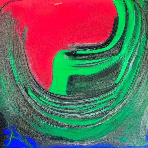 Prompt: Red_Background, Green Wire Paint, Abstract Painting