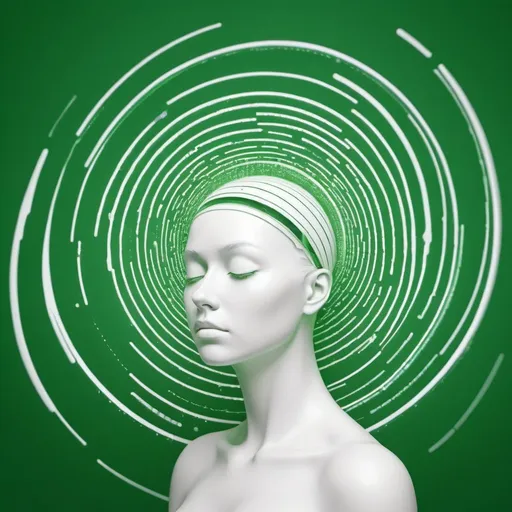 Prompt: White and Green (Pinging Vertigo) Migraine Visualizer 