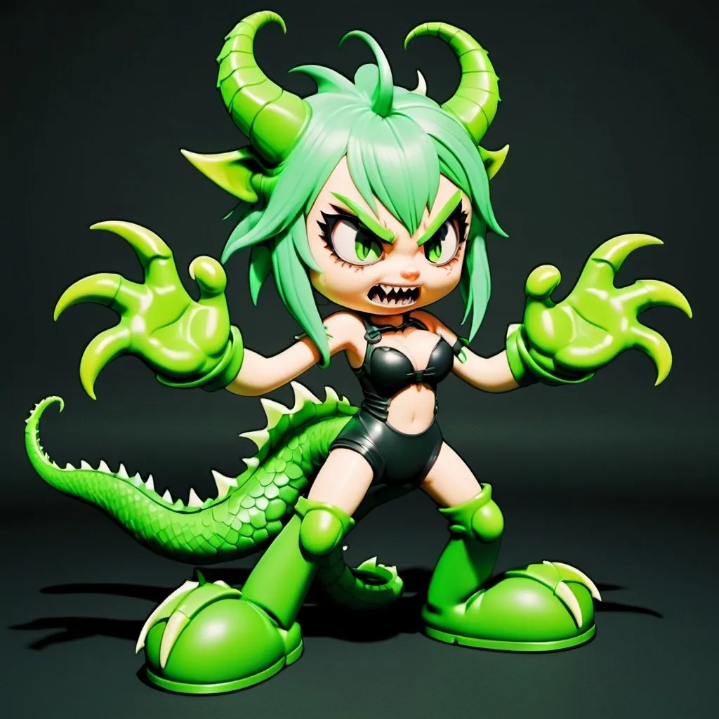 Prompt: Green_Hair, Puffy Dragon Girl, Drunk, Madness Extroverted, Psycho Energy, Blind Warrior of 50 Legions of Demons, Metal Energy, Anime, Metal Water Expansion, Gear, Rage of Hell