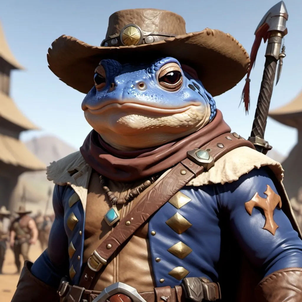 Prompt: Toad, Cowboy Ranger, Arothgorian Pastor, Crowd Control D&D, 4k