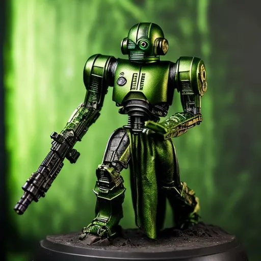 Prompt: Green Droid, cavage-havor, Hawk of Gold and Fasting BlurLine