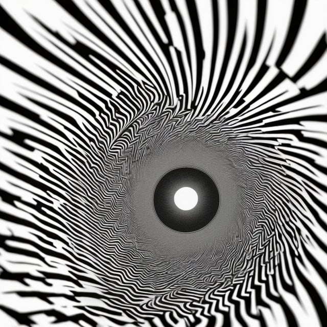 Prompt: Black and White Migraine Induction High Res Swirl, Ocular Illusion  