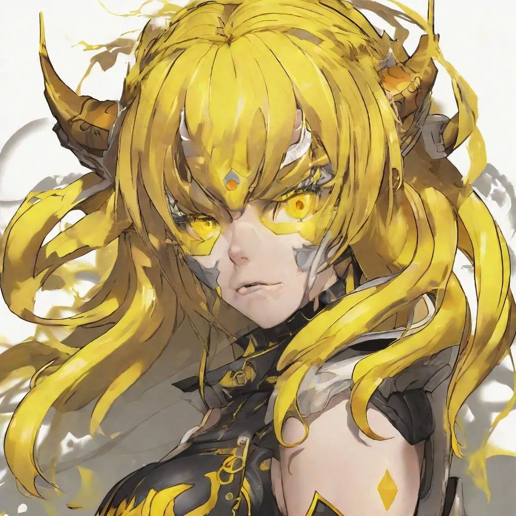 Prompt: Yellow_Hair, Wyrn Debbie Shutter, Talented, Tricky Legend of 70 Legions of Demons, Polished, Anime, Clay Iron Heat Mix, Mixed Set, Expansion of Paradise Lost