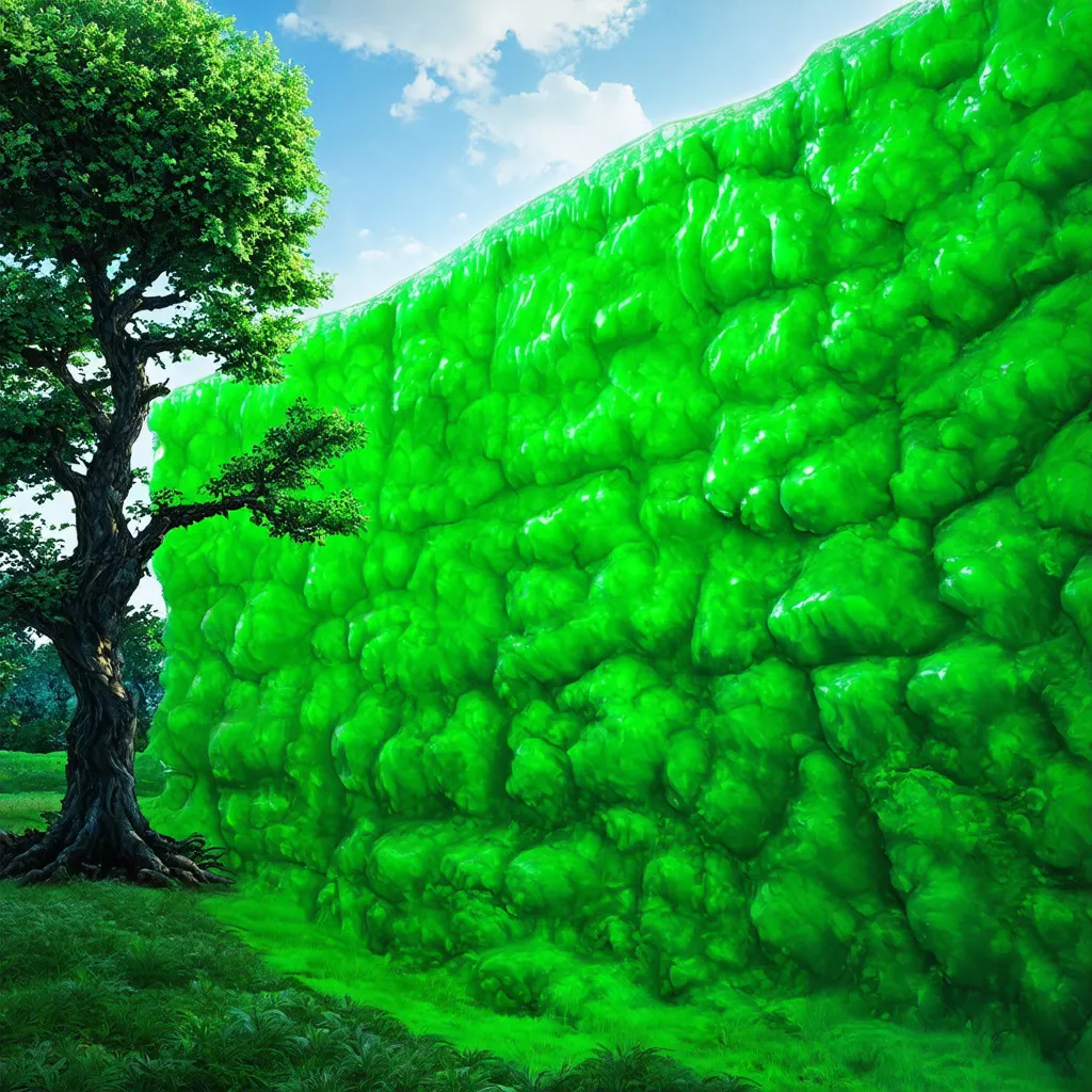 Prompt: Block, 2'3", Green Wall, Tree'd, Fractal Ice, Next Level Remix by Toi Kasan