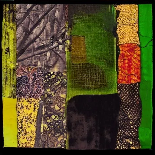 Prompt: Green oil, Grill Taint, Patchwork, by Yonetar Jetabore, Deep Insect Territory, Video 60s, foot Warm, black Hermon