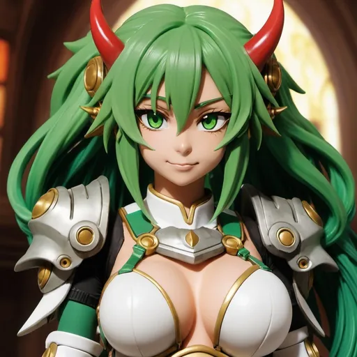Prompt: Green_Hair, Puffy Dragon Girl, Drunk, Madness Extroverted, Silent Mastery, Blind Warrior of 50 Legions of Demons, Cyborg Retcon, Anime, Clay Iron Heat Mix, Gear, Expansion of Paradise Lost