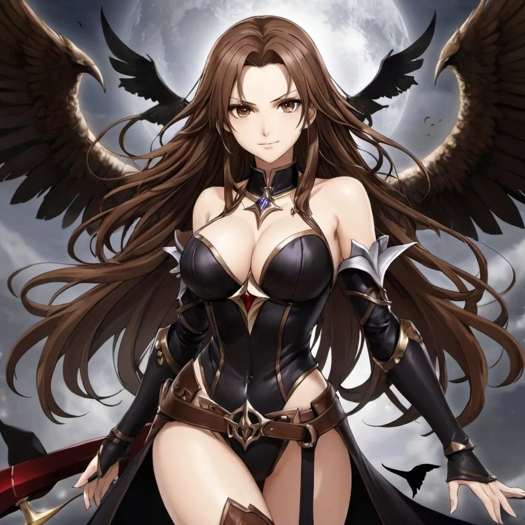 Prompt: Brown_Hair, Great S-Rank Witch, Silent Mastery, Grey Warning of 30 Legions of Demons, Noble Grace, Anime, Clay Iron Heat Mix, Gear, Expansion of Paradise Lost