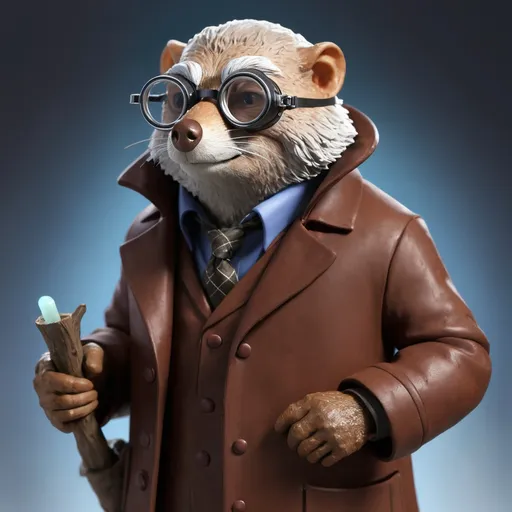 Prompt: Activated Mole Professor, Brown Coat, Goggles of Hadrix